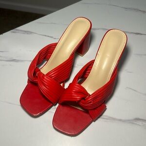 Red kitten heel slip on